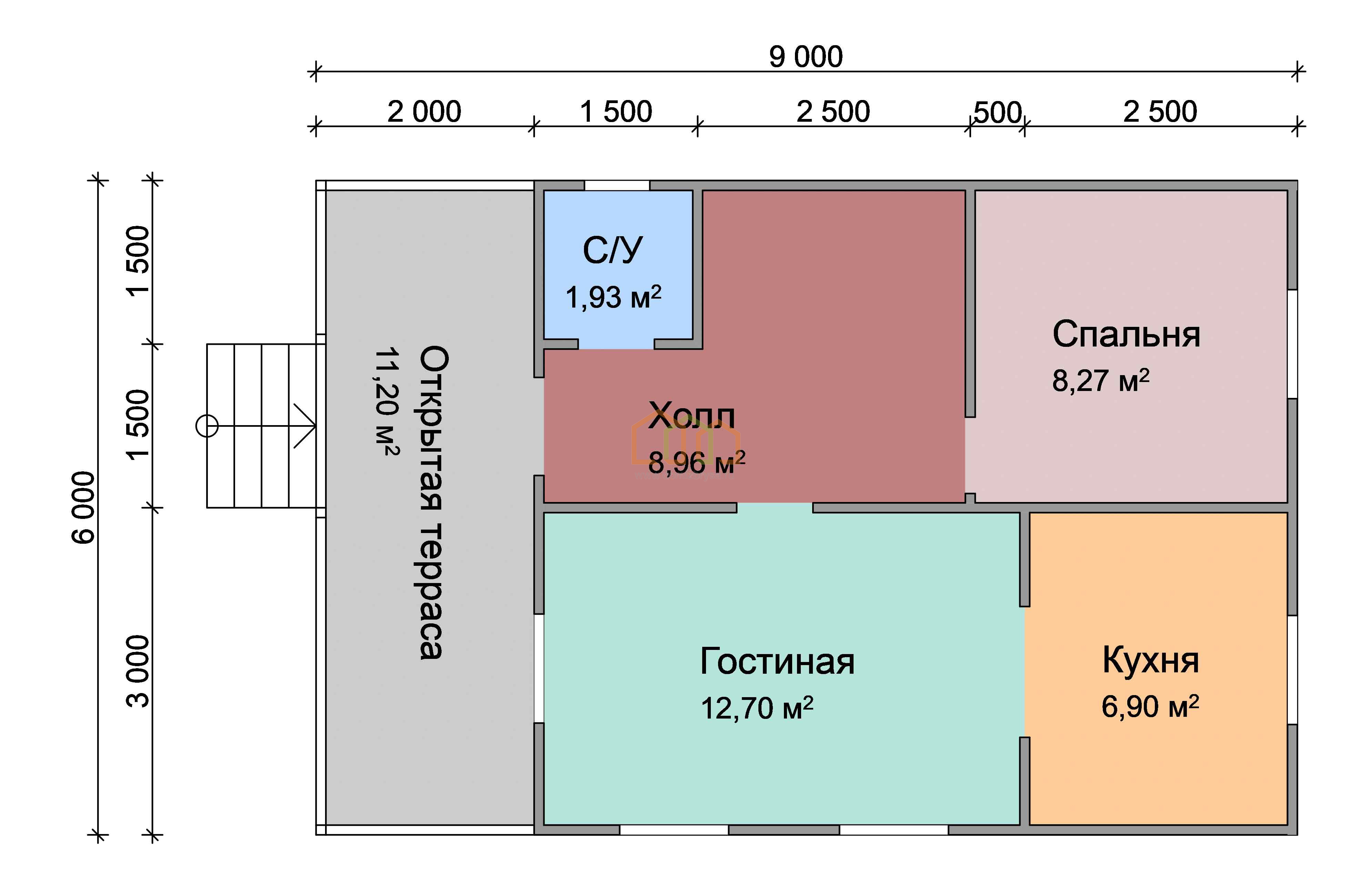 Дом из бруса под усадку 6х9 купить в Евпатории, площадь: 94.5 Брус 140х140  мм. с балконом