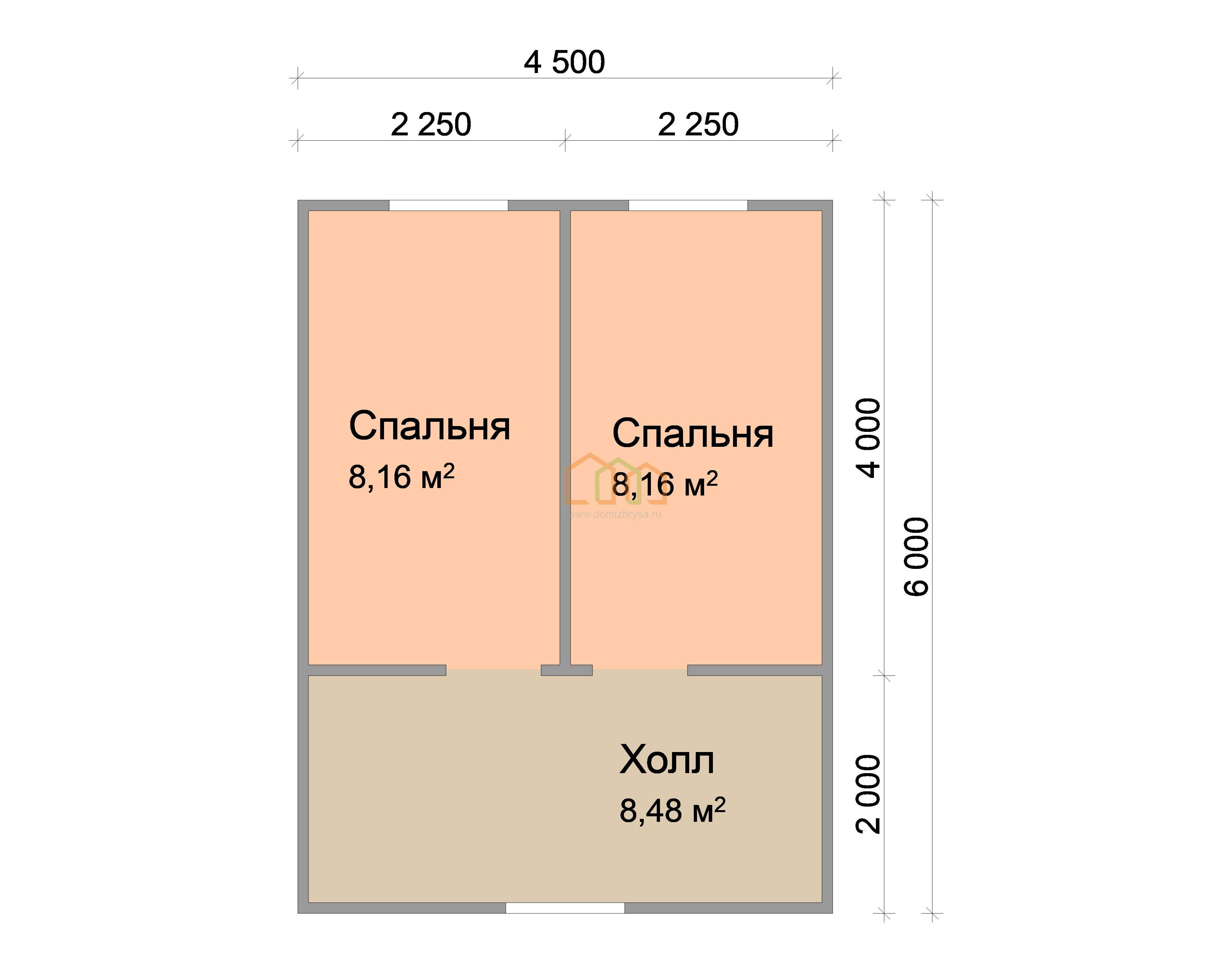 Каркасный дом без отделки 6х6 с мансардой - цена 561500 руб в Евпатории.  Площадь: 63 м² с террасой